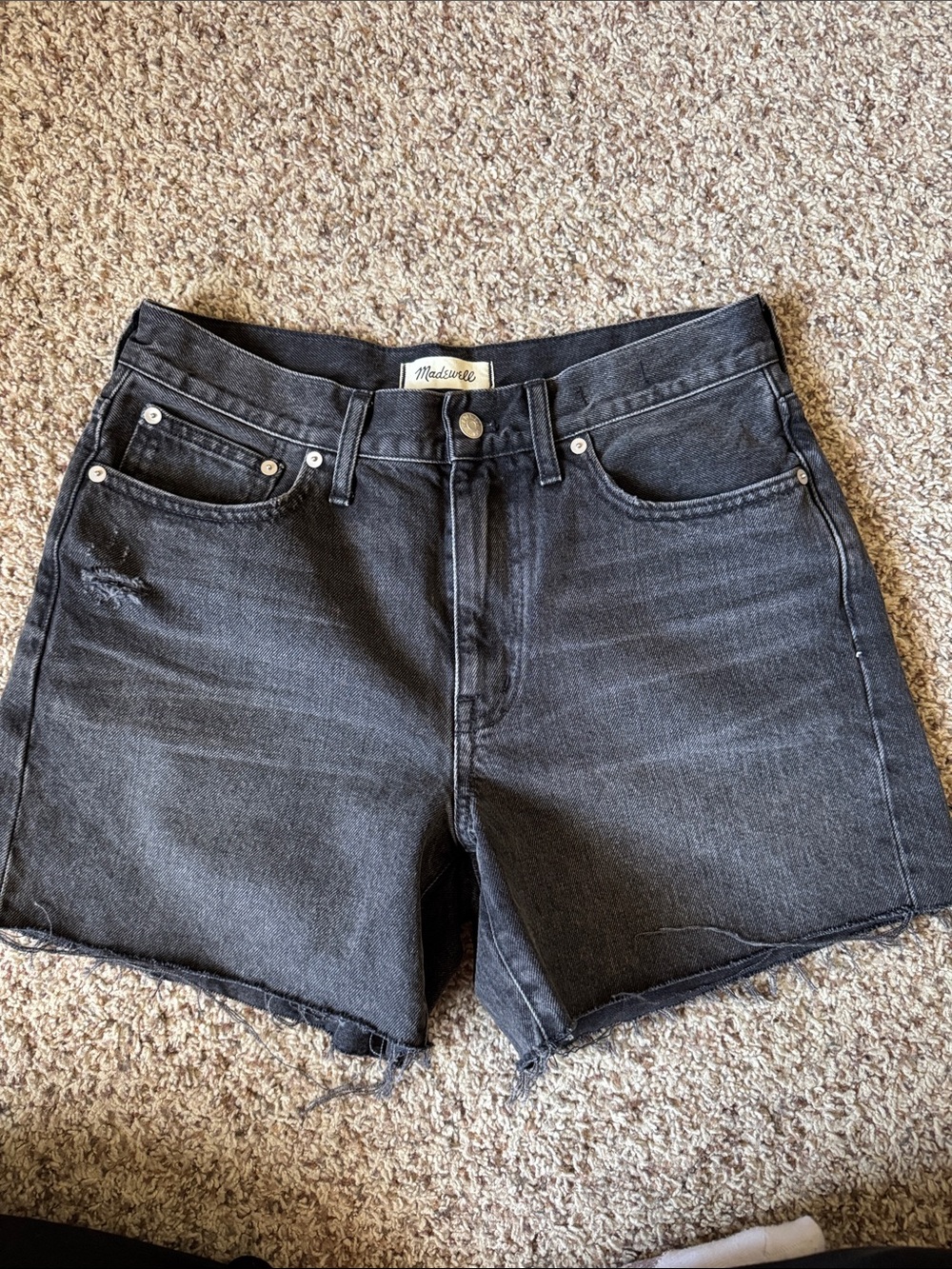 NWT Madewell Relaxed Mid-Length Denim Shorts Washed Black